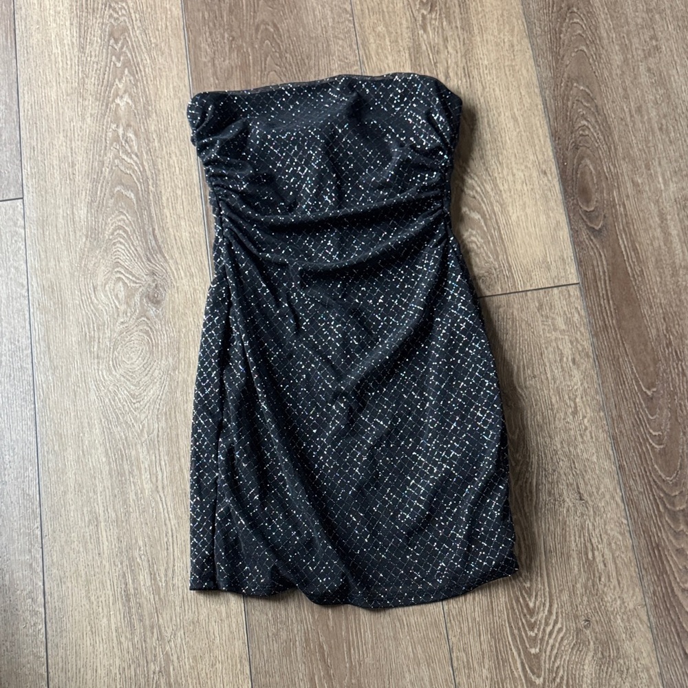 NWT Strapless Black Sparkle Cocktail Dress